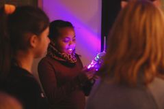 student in the Digital Ghost Hunt uses a SEEK detector